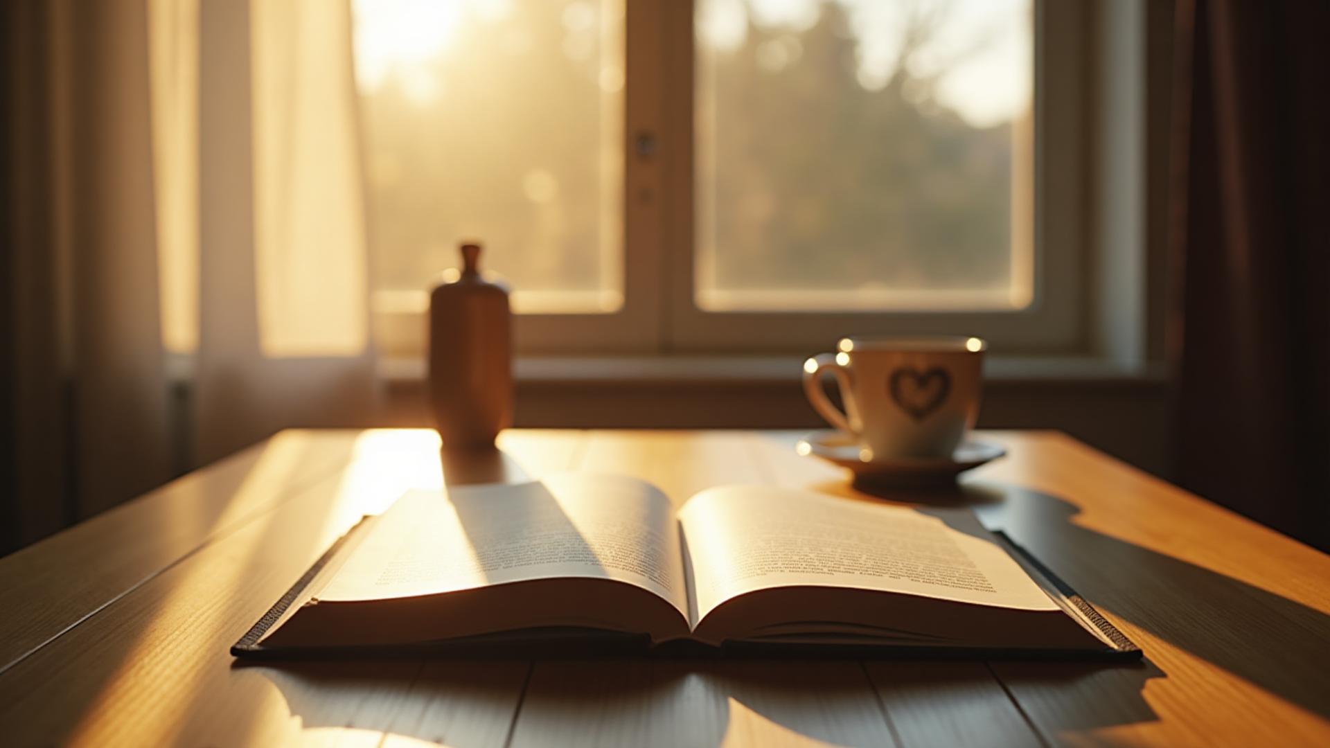 Open book with morning sunlight representing mental clarity and learning