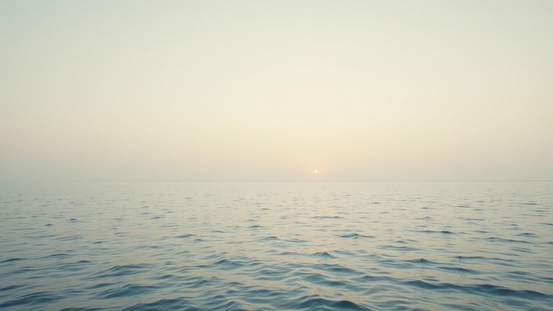 Calm ocean horizon at dawn representing stillness and reflection